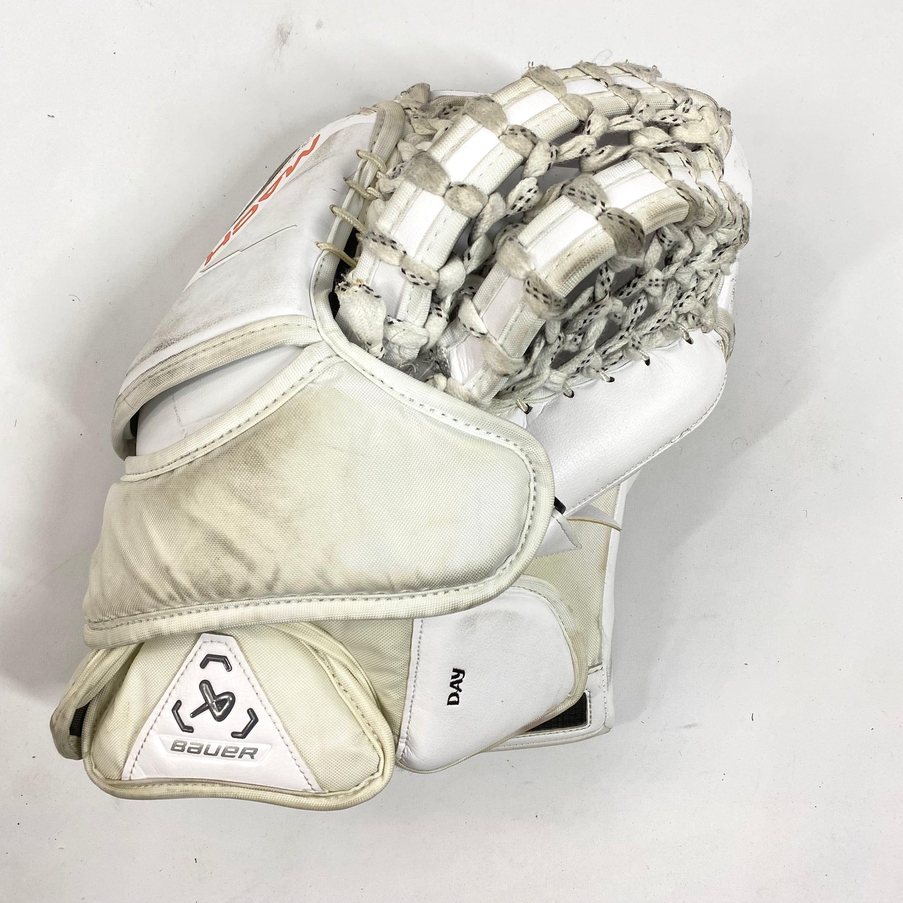 Bauer Supreme Mach - Gant de gardien Pro Stock d'occasion - (Blanc/Orange)